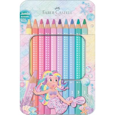 Faber-Castell 210910 Lot de 10 crayons de couleur Jumbo Sparkle Couleurs pastel Pour enfants Faber-Castell 210910 Lot de 10 crayons de couleur Jumbo Sparkle Couleurs pastel Pour enfants