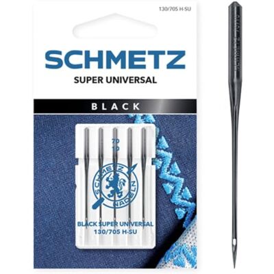 SCHMETZ Aiguilles pour machines à coudre 5 Aiguilles Super Universal 130/705 H-SU Grosseur d'aiguille 70/10 le revêtement glissant anti-adhérence réduit les résidus de colles sur l’aiguille SCHMETZ Aiguilles pour machines à coudre 5 Aiguilles Super Universal 130/705 H-SU Grosseur d'aiguille 70/10 le revêtement glissant anti-adhérence réduit les résidus de colles sur l’aiguille