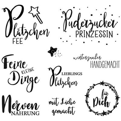 Rayher 50220000 Clear Stamps "Süße Grüße", 1 feuille 10,25x9,7cm 9 motifs, noir Rayher 50220000 Clear Stamps "Süße Grüße", 1 feuille 10,25x9,7cm 9 motifs, noir