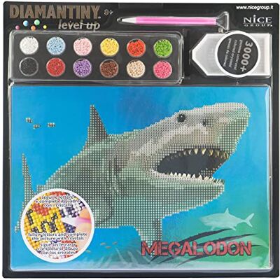 DIAMANTINY Level Up Dinosaurs Crystal Art, Diamond Painting Kit, Megalodon DIAMANTINY Level Up Dinosaurs Crystal Art, Diamond Painting Kit, Megalodon