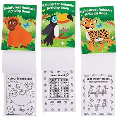 Baker Ross FX554 Livres d'activités sur les animaux de la forêt tropicale Lot de 12, livres d'activités divertissants pour les enfants Baker Ross FX554 Livres d'activités sur les animaux de la forêt tropicale Lot de 12, livres d'activités divertissants pour les enfants