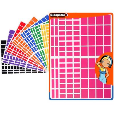 Cléopâtre CLEOPATRE – Gommettes Autocollantes Rectangles – 8 couleurs – Paquet de 24 feuilles (2304 stickers) Cléopâtre CLEOPATRE – Gommettes Autocollantes Rectangles – 8 couleurs – Paquet de 24 feuilles (2304 stickers)