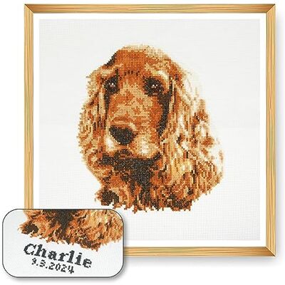 Trimits Grand kit de point de croix personnalisé pour adultes débutants, décoration murale pour amoureux des animaux, propriétaires de chiens, 11 points, 36 x 36 cm, Cocker Spaniel cadre non inclus Trimits Grand kit de point de croix personnalisé pour adultes débutants, décoration murale pour amoureux des animaux, propriétaires de chiens, 11 points, 36 x 36 cm, Cocker Spaniel cadre non inclus