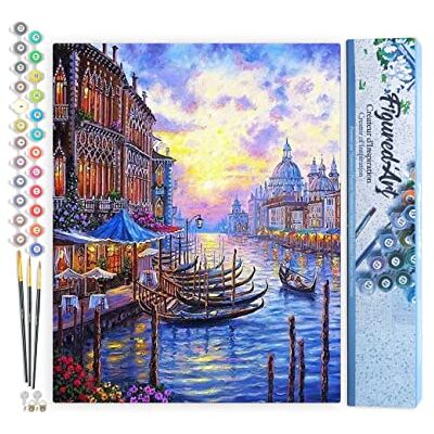 Peinture par Numéro Adulte Le Grand Canal de Venise Activité Manuelle Kit de Loisir Créatif DIY Numéro d'art Complet 40x50cm sans châssis en Bois Peinture par Numéro Adulte Le Grand Canal de Venise Activité Manuelle Kit de Loisir Créatif DIY Numéro d'art Complet 40x50cm sans châssis en Bois