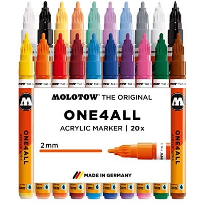 Molotow – One4All – Marqueur acrylique Boîte à crayons Main-Kit 1 Lot de 20 multicolore Molotow – One4All – Marqueur acrylique Boîte à crayons Main-Kit 1 Lot de 20 multicolore