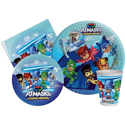 Ciao Kit Vaisselle de Fête PJ Masks Pyjamasques Power Heroes pour 24 personnes (112 pcs: 24 assiettes Ø23cm, 24 assiettes Ø18cm, 24 gobelets 250ml, 40 serviettes 33x33cm) en papier compostable eco-friendly Ciao Kit Vaisselle de Fête PJ Masks Pyjamasques Power Heroes pour 24 personnes (112 pcs: 24 assiettes Ø23cm, 24 assiettes Ø18cm, 24 gobelets 250ml, 40 serviettes 33x33cm) en papier compostable eco-friendly