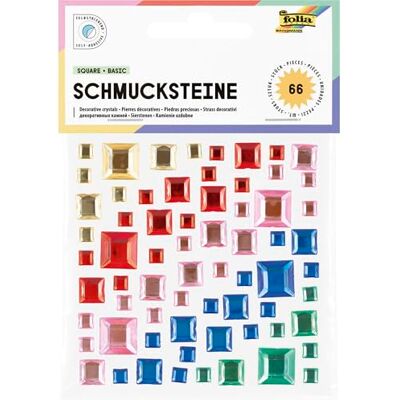 Folia 12314 Pierres de décoration SQUARE BASIC, 67 Pierres Carrées Pailletées en 5 Couleurs, Autocollants en 3 Tailles, Autocollants, pour Décorer et Décorer Folia 12314 Pierres de décoration SQUARE BASIC, 67 Pierres Carrées Pailletées en 5 Couleurs, Autocollants en 3 Tailles, Autocollants, pour Décorer et Décorer