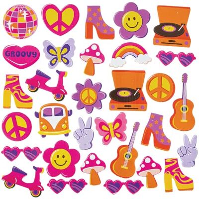 Baker Ross Autocollants en mousse Groovy FN570 Paquet de 120, autocollants pour les loisirs créatifs des enfants Baker Ross Autocollants en mousse Groovy FN570 Paquet de 120, autocollants pour les loisirs créatifs des enfants