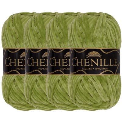BambooMN JubileeYarn Lot de 4 écheveaux de fil chenille, poids peigné, 100 g/écheveau, Algae, velours vert mousse, pour crochet et tricot BambooMN JubileeYarn Lot de 4 écheveaux de fil chenille, poids peigné, 100 g/écheveau, Algae, velours vert mousse, pour crochet et tricot