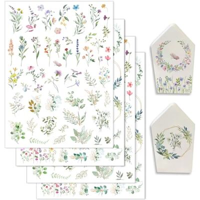 Hongma Rub On Lot de 4 autocollants 19 x 14 cm Grand format Fleurs d'eucalyptus Transferts Dictons pour Raysin Keraflott Meubles Verre Bois DIY Décoration Rubis Hongma Rub On Lot de 4 autocollants 19 x 14 cm Grand format Fleurs d'eucalyptus Transferts Dictons pour Raysin Keraflott Meubles Verre Bois DIY Décoration Rubis
