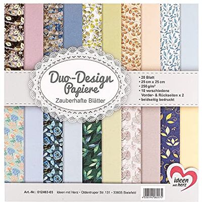 Ideen mit Herz Duo-Design Papiers Bloc de 20 feuilles de papier artisanal 25 x 25 cm 250 g/m² Imprimé des deux côtés Papier design, Papier à motif Idéal pour le scrapbooking, l'artisanat (feuilles magiques) Ideen mit Herz Duo-Design Papiers Bloc de 20 feuilles de papier artisanal 25 x 25 cm 250 g/m² Imprimé des deux côtés Papier design, Papier à motif Idéal pour le scrapbooking, l'artisanat (feuilles magiques)