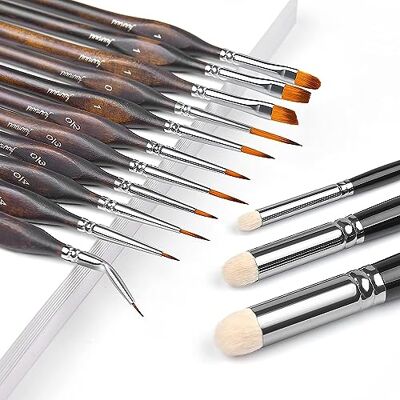 Fuumuui Pinceaux Modélisme 11 pièces professionnel Détail et 3 pièces Drybrush pour Acrylique, Huile, Aquarelle, Miniature, Modèle, Warhammer 40k, DND Citadelle, Peinture Fuumuui Pinceaux Modélisme 11 pièces professionnel Détail et 3 pièces Drybrush pour Acrylique, Huile, Aquarelle, Miniature, Modèle, Warhammer 40k, DND Citadelle, Peinture