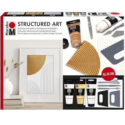 Marabu STRUCTURED ART 1202000000088 Kit de pâte acrylique avec spatule, couteau à peindre et carton à peindre, kit de peinture pour médias mixtes, art journaling, spatules et bien plus encore Marabu STRUCTURED ART 1202000000088 Kit de pâte acrylique avec spatule, couteau à peindre et carton à peindre, kit de peinture pour médias mixtes, art journaling, spatules et bien plus encore