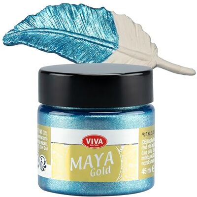 Viva Decor Maya Gold (Bleu glacé,45ml) Couleur métallique peinture brillante pour activité créative peinture acrylique pour bois, carton, béton, papier, toile sur chassis ect… Viva Decor Maya Gold (Bleu glacé,45ml) Couleur métallique peinture brillante pour activité créative peinture acrylique pour bois, carton, béton, papier, toile sur chassis ect…