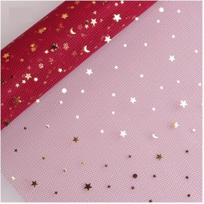 AMEEDA Papier cadeau pour bouquet, paillettes, étoile, lune, dentelle, maille en organza pour loisirs créatifs, scrapbooking, cadeau de Saint-Valentin, emballage de bouquet de fleurs (rouge, 1 mètre) AMEEDA Papier cadeau pour bouquet, paillettes, étoile, lune, dentelle, maille en organza pour loisirs créatifs, scrapbooking, cadeau de Saint-Valentin, emballage de bouquet de fleurs (rouge, 1 mètre)