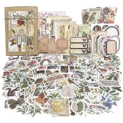 BoomTeck Lot de 260 autocollants de scrapbooking vintage en papier pour scrapbooking Autocollants rétro Plantes Fleurs Feuilles décoratives Washi Pour journal, bricolage, carnet de notes, album BoomTeck Lot de 260 autocollants de scrapbooking vintage en papier pour scrapbooking Autocollants rétro Plantes Fleurs Feuilles décoratives Washi Pour journal, bricolage, carnet de notes, album