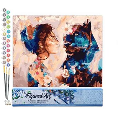 Peinture par Numéro Adulte Complicité Femme et Panthère noire Activité Manuelle Kit de Loisir Créatif DIY Numéro d'Art Complet 40x50cm sans châssis en bois Peinture par Numéro Adulte Complicité Femme et Panthère noire Activité Manuelle Kit de Loisir Créatif DIY Numéro d'Art Complet 40x50cm sans châssis en bois