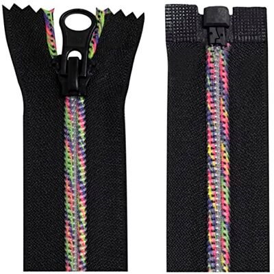 AERZETIX C64048 Lot de 2 fermetures éclair en spirale N°5 65 cm séparable autobloquant filet en nylon arc-en-ciel tirette décorative en métal couleur noire curseur mercerie AERZETIX C64048 Lot de 2 fermetures éclair en spirale N°5 65 cm séparable autobloquant filet en nylon arc-en-ciel tirette décorative en métal couleur noire curseur mercerie