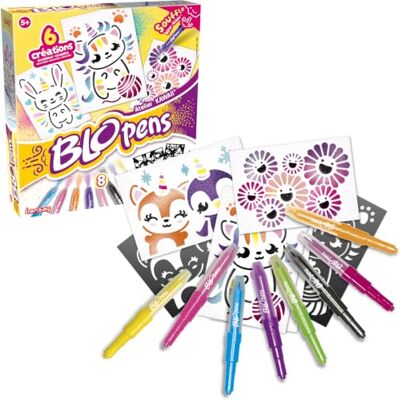 Lansay BLOPENS Set d’Activités Kawaii – Kit Créatif Feutres à Souffler Dessins Mignons dès 5 Ans 8 Blopens, 6 Pochoirs Kawaii Réutilisables & Feuilles Effet Aérographe Bouchons Lavables Lansay BLOPENS Set d’Activités Kawaii – Kit Créatif Feutres à Souffler Dessins Mignons dès 5 Ans 8 Blopens, 6 Pochoirs Kawaii Réutilisables & Feuilles Effet Aérographe Bouchons Lavables