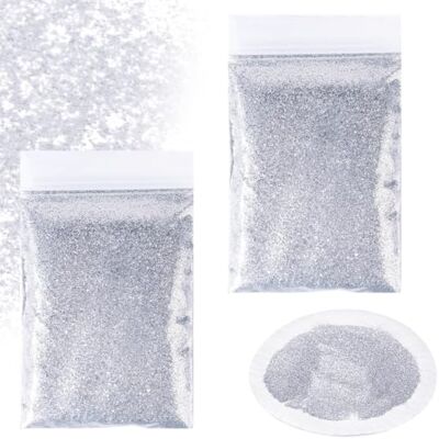 Aililong Poudre à paillettes argentées, 100 g (2 x 50 g) paillettes argentées super fines et inodores, adaptées pour les projets d'art, l'artisanat, la décoration et plus encore ! Aililong Poudre à paillettes argentées, 100 g (2 x 50 g) paillettes argentées super fines et inodores, adaptées pour les projets d'art, l'artisanat, la décoration et plus encore !