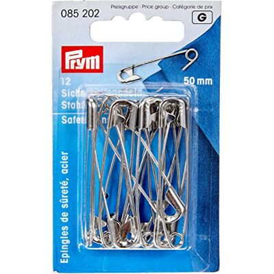 Prym Épingle de sécurité, métal, argent, 50 mm, 12 Prym Épingle de sécurité, métal, argent, 50 mm, 12