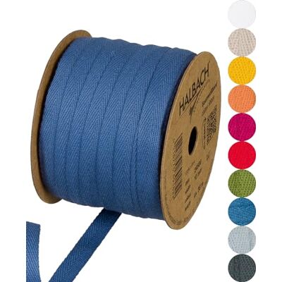 Halbach Seidenbänder Ruban en coton 10 mm x 30 m Ruban tissé 100% coton Vendu au mètre Ruban en tissu pour décorations, bricolage, artisanat, biais, couture Couleur : bleu jean Halbach Seidenbänder Ruban en coton 10 mm x 30 m Ruban tissé 100% coton Vendu au mètre Ruban en tissu pour décorations, bricolage, artisanat, biais, couture Couleur : bleu jean