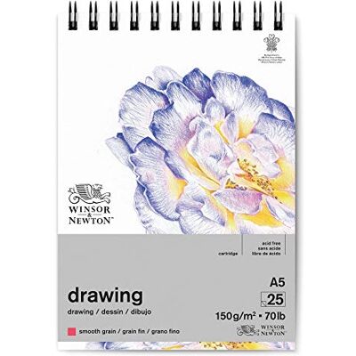 Winsor & Newton Papier, Dessin Bloc Spirale Grain Fin 150G A5 25 Feuilles Winsor & Newton Papier, Dessin Bloc Spirale Grain Fin 150G A5 25 Feuilles