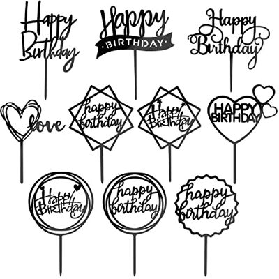 MOGADEE ® Lot de 10 décorations de gâteau d'anniversaire en acrylique à paillettes noires Guirlande de cœurs et étoiles Décoration de gâteau d'anniversaire pour filles, enfants, mariage, mère (mixte) MOGADEE ® Lot de 10 décorations de gâteau d'anniversaire en acrylique à paillettes noires Guirlande de cœurs et étoiles Décoration de gâteau d'anniversaire pour filles, enfants, mariage, mère (mixte)
