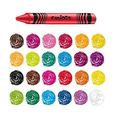 CARIOCA Crayons Wax, crayons de cire lavables avec pointe normale pour enfants, doux et coulissants, couleurs assorties et brillantes, faciles à tempérer, 24 pièces CARIOCA Crayons Wax, crayons de cire lavables avec pointe normale pour enfants, doux et coulissants, couleurs assorties et brillantes, faciles à tempérer, 24 pièces