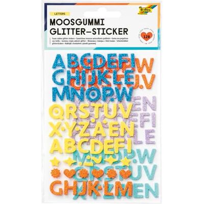 Folia 23776-Moosgummi Glitter Sticker Letters, pièces en 5 Couleurs différentes, Lettres Autocollantes pour décorer et orner, Multicolor, 128 Stück Folia 23776-Moosgummi Glitter Sticker Letters, pièces en 5 Couleurs différentes, Lettres Autocollantes pour décorer et orner, Multicolor, 128 Stück