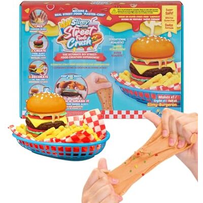Slimy Street Foodz Crush Burgeron, Slime et pâte à modeler Kit créatif pour les enfants Jeu de pâtisserie à mélanger, façonner et décorer soi-même Slimy Street Foodz Crush Burgeron, Slime et pâte à modeler Kit créatif pour les enfants Jeu de pâtisserie à mélanger, façonner et décorer soi-même