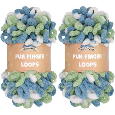 BambooMN JubileeYarn Lot de 2 écheveaux de fil à boucles en polyester 100 g/écheveau Multicolore Bleu Vert BambooMN JubileeYarn Lot de 2 écheveaux de fil à boucles en polyester 100 g/écheveau Multicolore Bleu Vert
