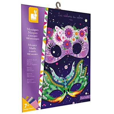 Janod Pochette Mosaïques Masques les Ateliers du Calme Kit Loisir Créatif Enfant Apprentissage Motricité fine et Concentration dès 7 ans, J07956, violet, vert, jaune Janod Pochette Mosaïques Masques les Ateliers du Calme Kit Loisir Créatif Enfant Apprentissage Motricité fine et Concentration dès 7 ans, J07956, violet, vert, jaune