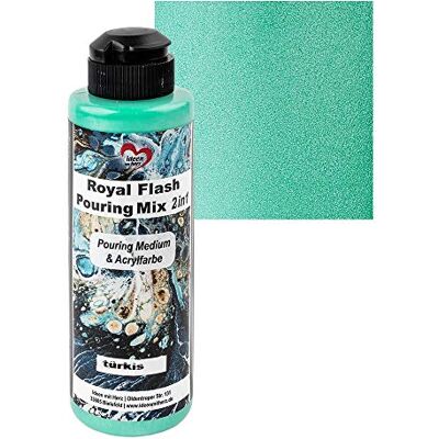 Ideen mit Herz Royal Flash Pouring Mix 2 en 1 Peinture acrylique Pouring Medium & métallique avec effet pailleté, 180 ml, pas besoin de mélanger avec du fluide, du milieu ou de l'huile de silicone (turquoise) Ideen mit Herz Royal Flash Pouring Mix 2 en 1 Peinture acrylique Pouring Medium & métallique avec effet pailleté, 180 ml, pas besoin de mélanger avec du fluide, du milieu ou de l'huile de silicone (turquoise)