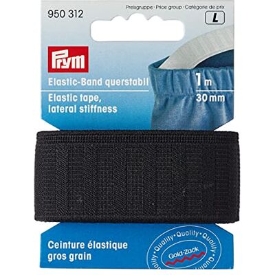 Prym Nastro Elastico, Rigidité Latérale, 30 mm Noir, Poliestère, 1 m Prym Nastro Elastico, Rigidité Latérale, 30 mm Noir, Poliestère, 1 m