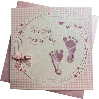 WHITE COTTON CARDS Carte Fait Main Bois on Your Naming Day Naming Day Rose, Blanc WHITE COTTON CARDS Carte Fait Main Bois on Your Naming Day Naming Day Rose, Blanc