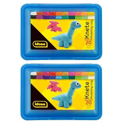Idena 90514 – Kit de pâte à modeler avec 40 barres de pâte à modeler en 20 couleurs, 2 boîtes de rangement bleues avec 20 barres de pâte à modeler chacune, amusant pour les enfants Idena 90514 – Kit de pâte à modeler avec 40 barres de pâte à modeler en 20 couleurs, 2 boîtes de rangement bleues avec 20 barres de pâte à modeler chacune, amusant pour les enfants
