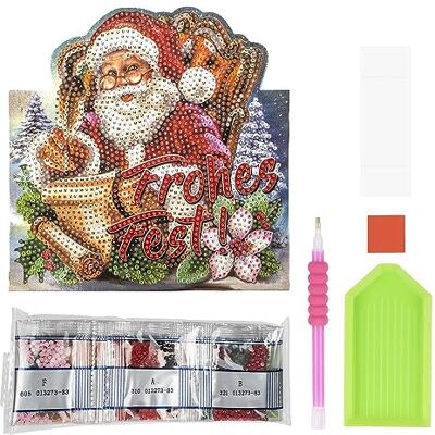 Ideen mit Herz Diamond Painting Carte à poser 370 g/m² 16,3 cm x 16 cm avec enveloppe et outils (Père Noël Joyeuses fêtes) Ideen mit Herz Diamond Painting Carte à poser 370 g/m² 16,3 cm x 16 cm avec enveloppe et outils (Père Noël Joyeuses fêtes)