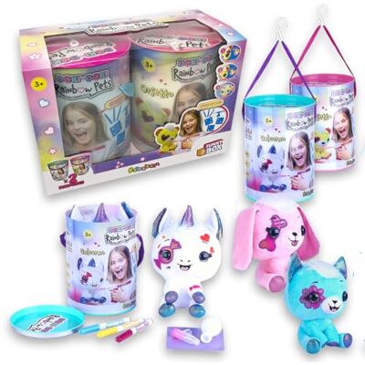#sbabam Funny Box Doki Rainbow Pets Maxi Lot de 2 jouets en peluche avec pochoir et feutres lavables pour enfants Motif chat, licorne, lapin et autres Cadeau pour fille et enfant #sbabam Funny Box Doki Rainbow Pets Maxi Lot de 2 jouets en peluche avec pochoir et feutres lavables pour enfants Motif chat, licorne, lapin et autres Cadeau pour fille et enfant