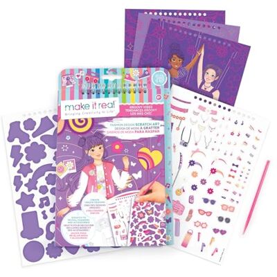 Lansay MAKE IT REAL Scratch Art : Carnet de Croquis de Mode Activité Dessins et Coloriages Pour Enfants dès 6 Ans Jouez au Styliste avec Pages À Gratter & Autocollants Loisirs Créatifs Lansay MAKE IT REAL Scratch Art : Carnet de Croquis de Mode Activité Dessins et Coloriages Pour Enfants dès 6 Ans Jouez au Styliste avec Pages À Gratter & Autocollants Loisirs Créatifs