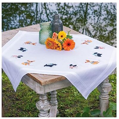 Vervaco Kit Broderie Pré-Imprimé Nappe CHIENS Complet Set DIY Adulte Decoration Table Manuelle Loisir Créatif Cadeau Femmeca. 80 x 80 cm Embroidery Patron Vervaco Kit Broderie Pré-Imprimé Nappe CHIENS Complet Set DIY Adulte Decoration Table Manuelle Loisir Créatif Cadeau Femmeca. 80 x 80 cm Embroidery Patron