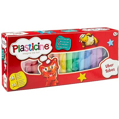 Plasticine Uber Tubes Pâte à modeler 16 couleurs vives, avec cutters, outils et tapis de jeu Ne sèche pas Fabriquée avec des matériaux non toxiques Convient aux enfants de 5 ans et plus Plasticine Uber Tubes Pâte à modeler 16 couleurs vives, avec cutters, outils et tapis de jeu Ne sèche pas Fabriquée avec des matériaux non toxiques Convient aux enfants de 5 ans et plus