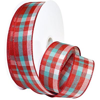 Morex Ruban de tissu à carreaux coloré chic, 3,8 cm x 45,7 m, rouge/blanc/bleu Morex Ruban de tissu à carreaux coloré chic, 3,8 cm x 45,7 m, rouge/blanc/bleu