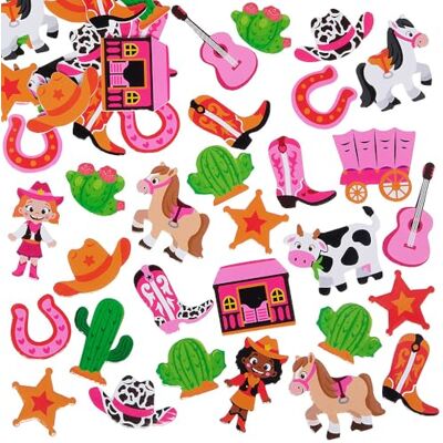Baker Ross VC128 Autocollants en mousse Cowgirl Lot de 120, autocollants de bricolage sur le thème des cowgirls western Baker Ross VC128 Autocollants en mousse Cowgirl Lot de 120, autocollants de bricolage sur le thème des cowgirls western
