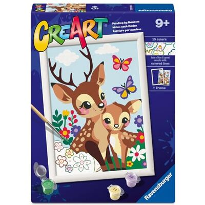 Ravensburger CreArt : Adorable Fawn — Peinture avec chiffres pour enfants de 9 ans et plus, kit de peinture avec planches, cadre, pinceau et couleurs inclus, 25 x 18,30 cm, idées cadeaux Ravensburger CreArt : Adorable Fawn — Peinture avec chiffres pour enfants de 9 ans et plus, kit de peinture avec planches, cadre, pinceau et couleurs inclus, 25 x 18,30 cm, idées cadeaux