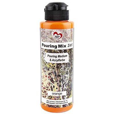 Ideen mit Herz Pouring Mix 2 en 1 Pouring Medium & Peinture acrylique 180 ml Pas besoin de mélanger avec du fluide, du milieu ou de l'huile de silicone (orange) Ideen mit Herz Pouring Mix 2 en 1 Pouring Medium & Peinture acrylique 180 ml Pas besoin de mélanger avec du fluide, du milieu ou de l'huile de silicone (orange)