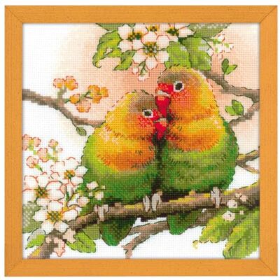 buttinette Kit de broderie - Perroquets/lovebird - Blanc - Kit de broderie buttinette Kit de broderie - Perroquets/lovebird - Blanc - Kit de broderie