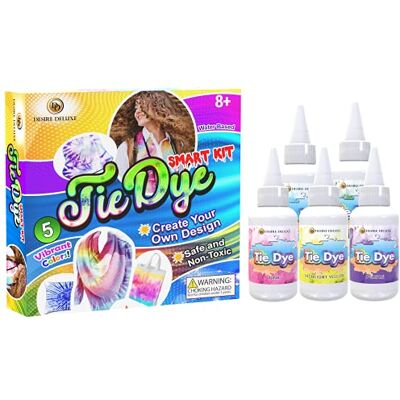 Desire Deluxe Tie Dye Kit – Couleurs D’encre/Teinture textile pour tissu vêtements, permanent, coton – Kits d’art créatif avec poudre de couleur et fournitures de loisirs créatifs (Set de 5 couleurs) Desire Deluxe Tie Dye Kit – Couleurs D’encre/Teinture textile pour tissu vêtements, permanent, coton – Kits d’art créatif avec poudre de couleur et fournitures de loisirs créatifs (Set de 5 couleurs)