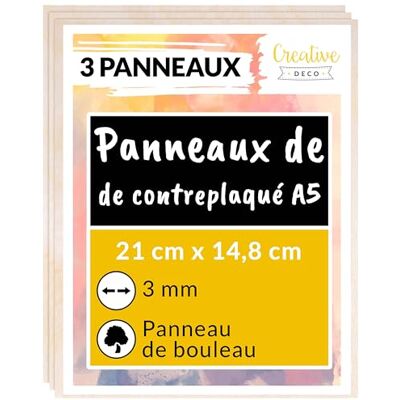 Creative 3 x A5 Contreplaqué 3mm 148 x 210 x 3mm (+/- 2mm) Planche Bois Brut Bouleau Panneau Feuille Découpe Laser Bois pour Pyrogravure, Gravure, Cricut, Maquette Creative 3 x A5 Contreplaqué 3mm 148 x 210 x 3mm (+/- 2mm) Planche Bois Brut Bouleau Panneau Feuille Découpe Laser Bois pour Pyrogravure, Gravure, Cricut, Maquette