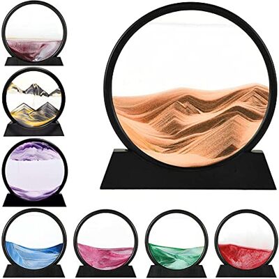 LINPING Peinture de sable fluide, en mouvement de sable art photo 3D rond verre mer profonde sable paysage en mouvement affichage Flödande sandmålning, (7 pouces, jaune) LINPING Peinture de sable fluide, en mouvement de sable art photo 3D rond verre mer profonde sable paysage en mouvement affichage Flödande sandmålning, (7 pouces, jaune)